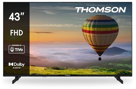 Thomson 43 Zoll (108 cm) FHD Smart TV, Wi-Fi, Sprachsteuerung, HDR10, Dolby Audio, Triple-Tuner (Kabel/Satellit/Antenne), HDMI, USB, 1 GB RAM, 4 GB Flash, 43FT2S35
