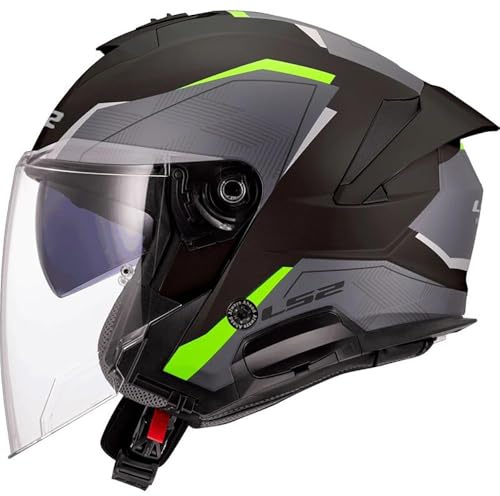 LS2 OF618 Verso II Air Jet Helmet, schwarz matt/neon, XL (61/62)