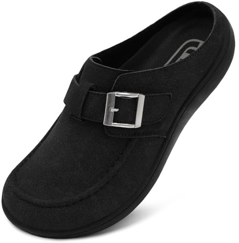 JOINFREE Womens Wide Clogs Adjustable Diabetic Mules Slip on Clog Slippers for Swollen Edema Feet Wide Width Mules Potato Shoes Black Size 9