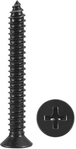 METALLIXITY Countersunk Phillips Wood Screw (#14x2) 25Pcs, 304 Stainless Steel Coarse Thread Phillips Drive Flat Head Wood Screws - for Furniture Installation Repair, Black