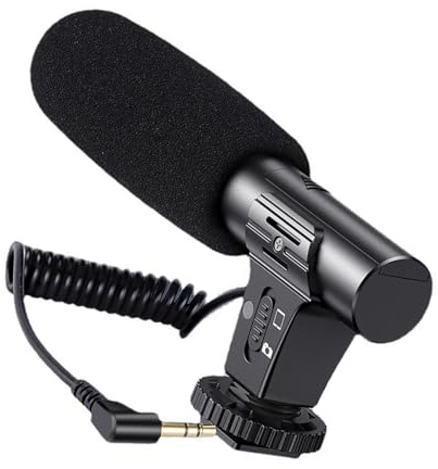 HOOLRZI Camera Mounted Microphones With 3A Battery Operations Long Spring Cable For Cameras Interviews Interviews Microphones