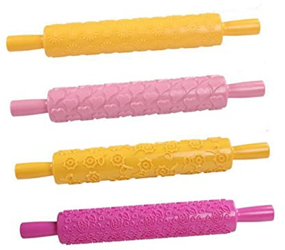 Gatuida 5 pezzi Mattarello in Plastica per Impasto con in Rilievo Multifunzione per Decorazione Torte e Biscotti Strumenti per Rotolare Fondente Facile da e Maneggevole Adatto per Uso e