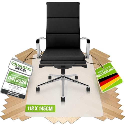 Kernburg Bodenschutzmatte für Bürostühle 118x145 cm transparent, rutschfest | Schützt Laminat, Parkett und Fliesen. Geräuschdämmend, transparent und ideal als Schreibtischstuhl-Unterlage im Homeoffice.