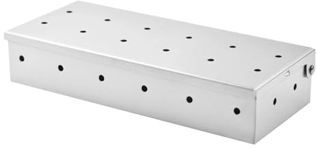 RUWLFE Grill-Räucherbox, Räucherbox mit Deckel, Holzspäne-Räucherbox for Holzkohle- und Propangasgrill Für Grillpartys