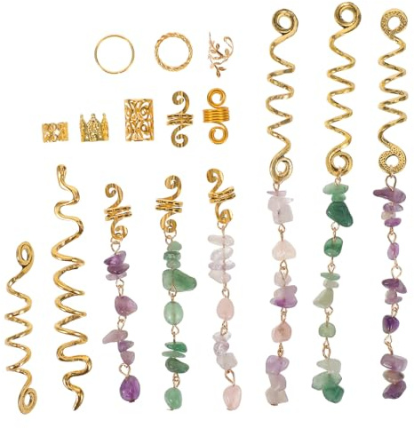 VALICLUD 80pcs Braided Hair Accessories Stone Pendant African Inspired Metal Hair Cuffs for Women Dreadlock Jewelry Street Style Rings