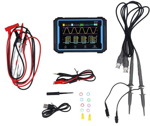 3 in 1 Handheld Oscilloscope Multimeter Signal Generator High Resolution Dual Channel 50MHz 250Ms/s 19999 Counts for Engineers and Technicians ABS Material 4.3 Inch Screen