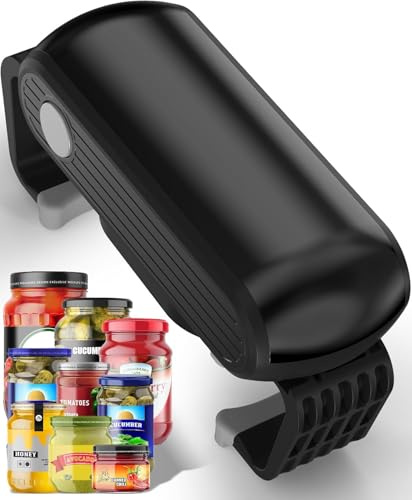 Electric Jar Opener with One Touch High Torque, Hands-Free Jar Opener for Seniors with Arthritis and Weak Hands, Fits Most Jar Sizes, Battery Operated Jar Opener Kitchen Tool, Grey/Black