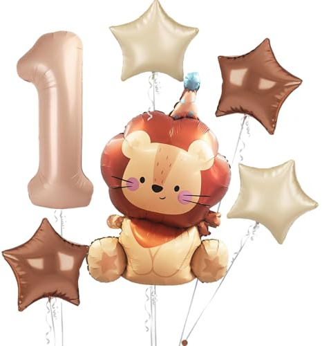 Mavouri Löwe Geburtstagsdeko 1 Jahr Junge, Luftballon Deko 1. Geburtstag Junge Mädchen, Löwen Deko Geburtstag 1 Jahr Junge, Löwe Wild One Deko 1. Geburtstag