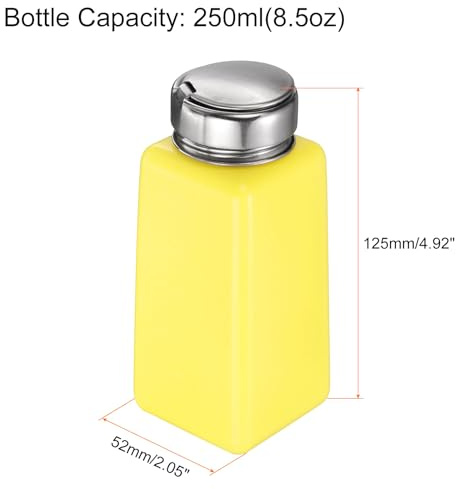 QUARKZMAN 5 Stück Lösungsmittel Alkohol Spender 250ml (8.5oz) Nagellackentferner Push Down Flüssigkeitsspender Pumpflasche Mit Edelstahl Druckkopf Für Aceton Lösung Gelb