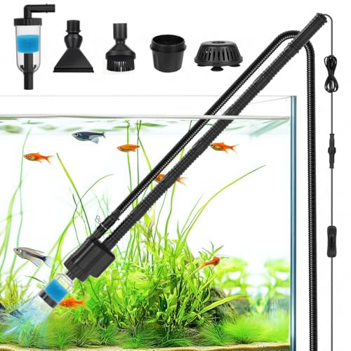 fishkeeper 30W Mulmsauger Aquarium Elektrisch, Einstellbar 1800 L/H Aquarium Sauger Elektrisch, 8-in-1 Wasserwechsel Pumpe mit Schlauch zur Sandreinigung, Kiesreiniger, Filterung, Wasserzirkulation