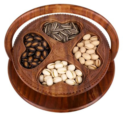 Generisch Cesto di frutta pieghevole in legno,Cestino per il pane in legno,Cesto portaoggetti per tavolo per noci - Per cucina, soggiorno, ufficio, tavolo da pranzo, camera da, hotel, ristorante
