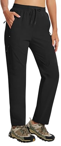 AIRIKE Pantalones Trekking Mujer Pantalones de Senderismo Impermeables Pantalon Cargo Elasticos Verano Pantalones de Trabajo con Bolsillos Cargo Ligeros al Aire Libre
