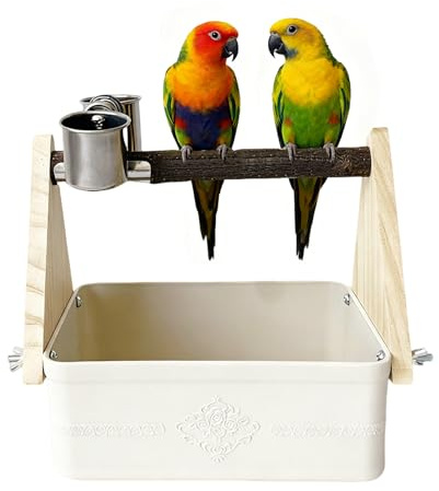 Papegoja Sittpinne För Bord,Matskålar För Agapornis,Fågelställ Med Foderkopp - Ara Conure Undulater Zoo Voljärer Tränare Husdjursföräldrar Fönsterbräda Bokhylla