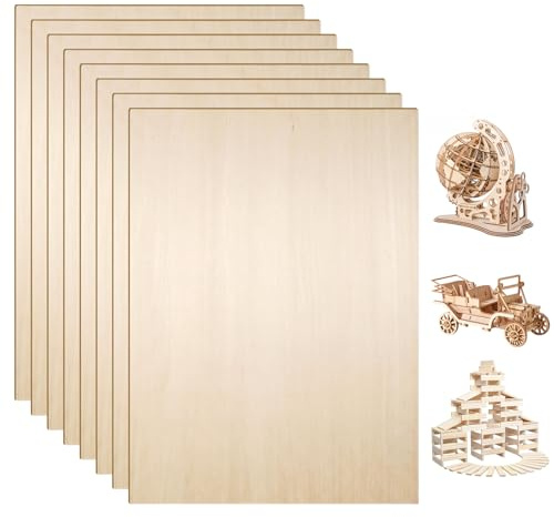 8 Piezas Madera de Balsa, 200 X 300 X 1.5 mm Tablero Contrachapado | Tabla Madera Manualidades, Madera de Tilo para Proyectos Caseros Hechos a Mano, Corte Por Láser, Construcción de Maquetas