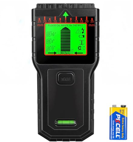 Détecteur de Cable électrique avec écran LCD et Alarme sonore | Scanner mural multifonction pour bois, métal et tuyaux (Noir)