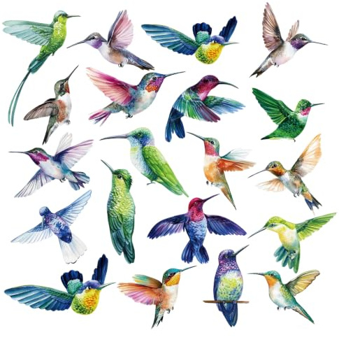 QSZHSL 29 calcomanías anticolisión para ventana de colibrí, adhesivos brillantes para ventanas de pájaros, para evitar que el vidrio vuele, anticolisión, golpes de pájaros (29 piezas)