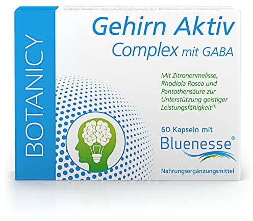 BOTANICY Gehirn Aktiv Complex - 60 Fokus Kapseln mit Vitamin B5 für geistige Leistung - Zitronenmelisse, GABA, Grüntee, Guarana u.v.m. - Alternative zu Konzentrations Tabletten - Vegan, Laborgepüft