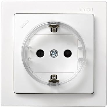 SIMON 73 LOFT – Base de Enchufe Schuko con Toma Tierra, Mecanismo de Superficie, Serie Compacta para Reformas sin Obra, Acabado Blanco Mate