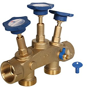 Montageblock 1 1/2IG x 1 1/2 AG mit Verschneidung und Bypassfunktion sowie Probeentnahmehahn