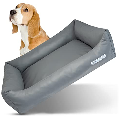 dogsfavorite Hunde-Bett - waschbares Hundekörbchen - hochwertiges Hundesofa - gelenkschonendes Hundekissen - robuste Hundematte - Hundekorb - grau - Gr. M 100 x 75 cm