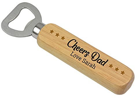 PERSONALISED Wooden Bottle Opener Gifts for Dad, Daddy, Grandad, Him ANY NAME - Fathers Day Gift Ideas - Printed Bottle Opener Gifts from Son, Daughter, Children (Personalised)