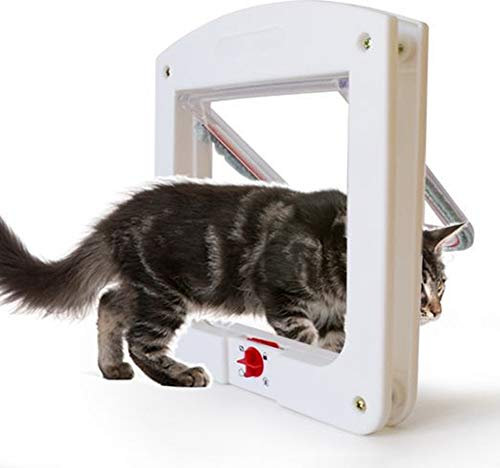 PJDDP Katzenklappe Hundeklappe Fliegengittertür Haustierklappe Für Katzen Und Kleine Hunde,4 Wege Magnet-Verschluss,Hunde Hundetür Katzentür, Installieren Leicht Mit Teleskoprahmen,Weiß