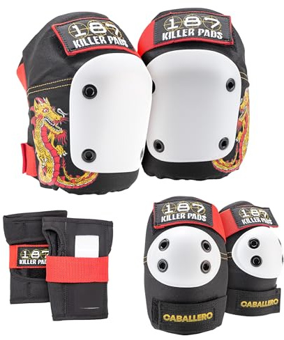 187 KILLER PADS Skateboard-Knieschoner, Ellbogenschützer und Handgelenkschoner, 6er-Pack