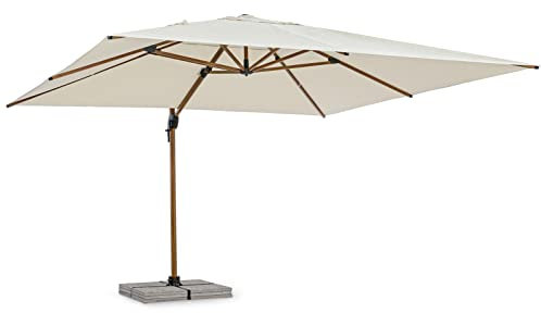 Decorspace Ombrellone in Alluminio con palo Laterale orientabile da Giardino Orion Effetto Legno (3 x 4 mt)