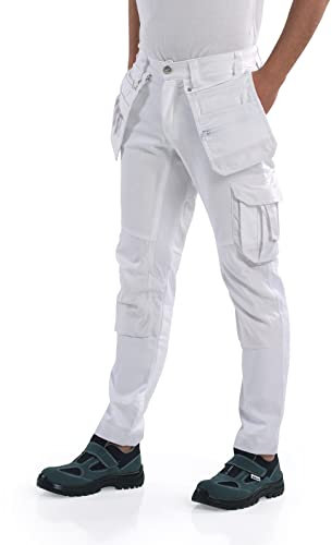 Bitco BTC16W Pantalones de Pintor elásticos Pantalones de Trabajo para Hombres - Bolsillos para Rodilleras repelentes al Agua y al Aceite Reforzados con Cordura®