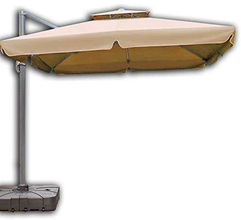 HARICSET Cantilever Parasol Sonnenschirm Ampelschirm Garden Parasol mit Kurbelvorrichtung UV-Schutz Bespannung Sonnenschirm Schirm Gartenschirm Marktschirm(Size:2.5 * 2.5m(170Lbase),Color:Khaki)