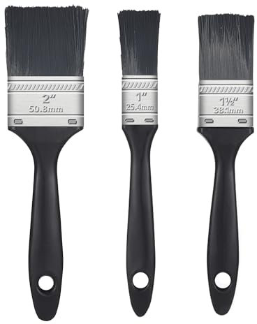 SOL 3pk Paint Brushes Set - 1, 1.5, 2 Paint Brushes Decorating Set - Ideal for DIY - Multipurpose, Interior and Exterior Painting, No Bristle Loss, Wood Wall Ceiling Cutting In