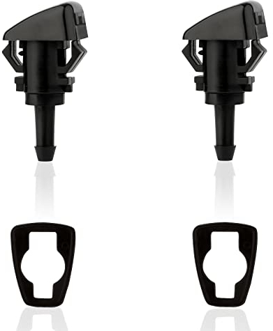 2pz Ugelli Lavavetri Anteriori, Nero Plastica ugello Tergicristallo Ugello Spruzzatore Auto Compatibile con Dodge Jeep