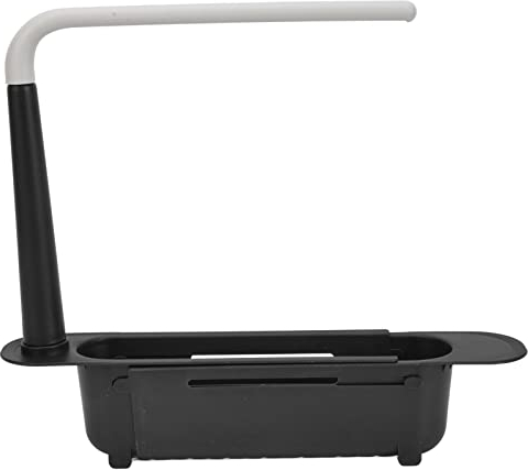 Teleskop-Spülregalhalter, Verstellbares Spülbeckenregal mit Großer Kapazität, PP-Länge, Frei Abfließendes Regal, Erweiterbarer Spülbecken-Organizer für Haushaltsspülbecken, Einfache(Schwarz)