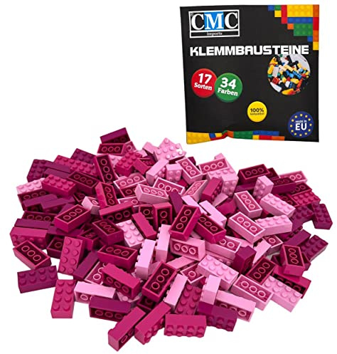 CMC imports 120 Klemmbausteine Bausteine 2x4 Noppen Grundbausteine Kompatibel Bricks Farb Mix frei Auswahl (Pinke - Mischung)