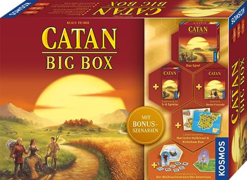 Kosmos 682941 Catan - Big Box, 7-teilige Vorteilsbox, Starterset für Catan - Das Spiel, inklusive Ergänzung für 5-6 und Erweiterung mit Bonus-Szenarien, Siedler von Catan