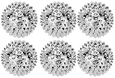 Pack of 6 Massage Balls, Silver Spiked Massage Ball, Hard Magnetic Acupressure Balls, Massage Balls, Fascia Ball, Acupressure Massager Diameter Skills Borderline Set for Stress Relief or Massage