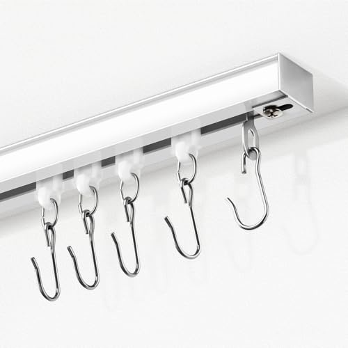 SOMINS Curtain Track, Ceiling Curtain Track, Room Divider Curtain Track, Ceiling Track for Curtains - Comes with Roller Hooks, for 3ft - 6ft (White)