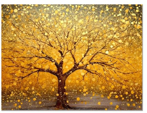 CcacHe Baum des Lebens Moderner Wandkunstdruck, Herbst Kunst Gold-braun Bilder Raumdekoration FüR Galerie Wohnzimmer Schlafzimmer Badezimmer Wanddekoration -60x80cm Ungerahmt