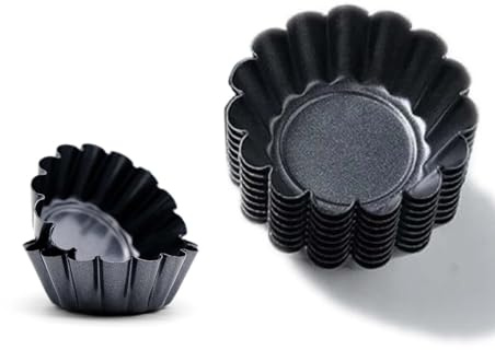 QJFCare 12 Packs Egg Tart Pan, Non-Stick Carbon Steel Molds, Reusable Mini Pie Mould Muffin Cupcake Pudding Baking Cup for Pies, Cakes, Quiche - Bakeware Tool 3 x 0.9inch
