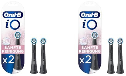 Oral-B iO Sanfte Reinigung Aufsteckbürsten für elektrische Zahnbürste, 2 Stück, sanfte Zahnreinigung, Zahnbürstenaufsatz für Oral-B Zahnbürsten, schwarz (Packung mit 2)