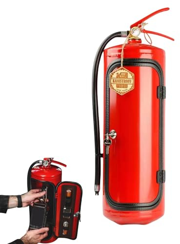 ASIAD Feuerlöscher Minibar - tragbare Aufbewahrungsbox für Spirituosen und Whiskey, handgemachte Bar für Feuerwehrmann, rot
