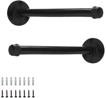 FEEIMOL 2 Stück Schwerlast Regalhalter Schwimmende Rohr Regalhalterung Wandregal Regalhalterungen Wandmontage Regalkonsole Industrial Regalträger für Möbel Dekorationen Schwarz 20cm