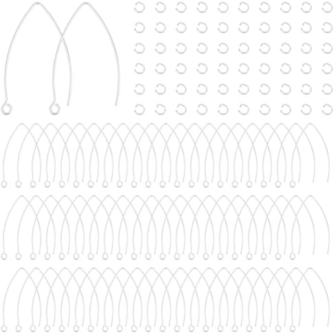 UNICRAFTALE 100 pz 316 Ganci Chirurgici per Orecchini in Acciaio Inossidabile Foro Da 2mm Filo per Orecchio A Forma di V con 200 anelli di Salto Aperti per Creazione di Gioielli Orecchino Fai Da Te