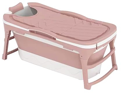 Iconique Collapsible Portable Bath Tub | Foldable Sauna, Shower, Cold Plunge, Outdoor Pool | 142cm x 60cm x 58cm | for Adults, Kids, Pets (Light Pink)