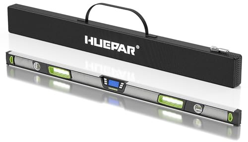 Digital Spirit Level, Huepar 1200mm/48-Inch Digital Level Professional DL48 | Magnetic Electronic Torpedo Level with LCD Display, Audible Alerts, IP54, Angle Finder Tool with Carrying Case