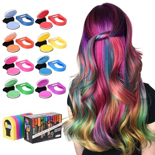 Pumwoy 8 Farben Haarkreide, Auswaschbare Haarkreide für Kinder, Hair Chalk Haarkreiden für Mädchen, Temporäre Leuchtende Haarfarbe Temporäre Haarfarbe, Haarsprayfarbe für Kinder Ungiftig Haarkreide
