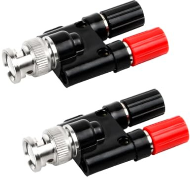Futuhada 2 Pièces BNC Fiche Mâle à Double 4 mm Prise Adaptateur | RF Coaxial Splitter Connecteur, BNC Male Plug to 2x4mm Double Banana Jack Socket Binding Post pour Oscilloscope