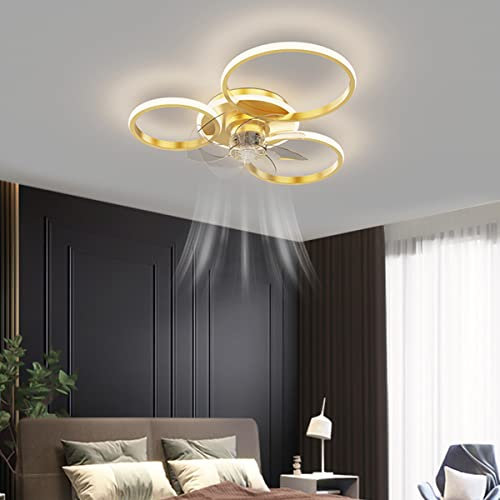 Lampadari plafoniera Ventilatore con Illuminazione LED Silenzioso con Telecomando Timer Ventilatore plafoniera Ventilatore Luce per Soggiorno Camera da Letto Sala da Pranzo (Oro 3