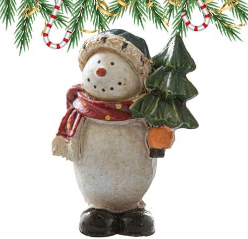 Figuras en miniatura de Navidad, figuras de muñeco de nieve - Figura de Navidad Muñeco de nieve de resina pintada, Miniaturas de Navidad, figuras de muñeco de nieve coleccionables, decoración de