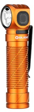 OLIGHT Linterna Perun 3 de 3.000 lúmenes, 5 modos, LED blanco y rojo, cinta elástica de cabeza (Naranja)